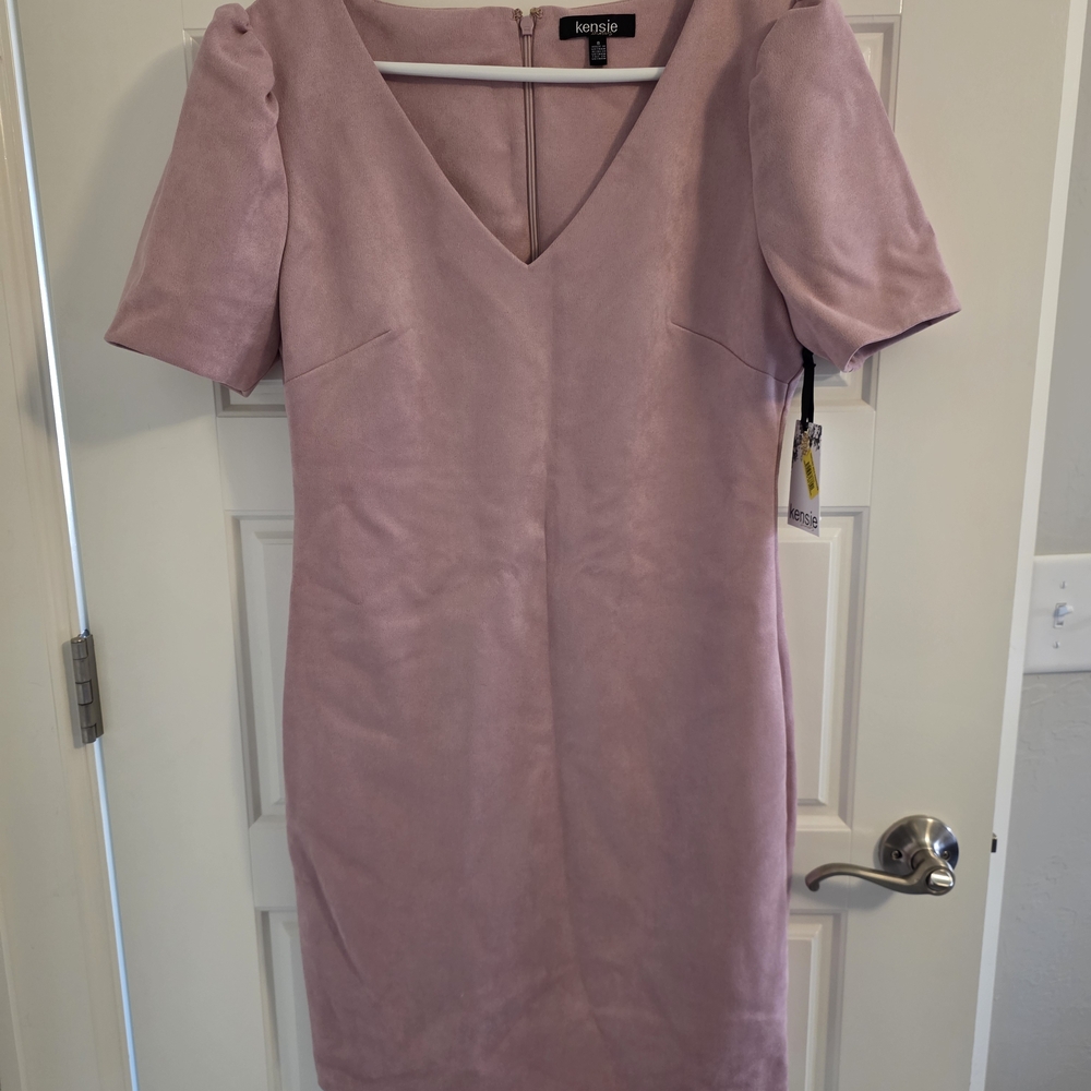 Kensie Mauve V-Neck Midi Dress